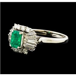 0.72 ctw Emerald and Diamond Ring - Platinum