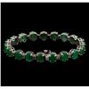Image 2 : 14KT White Gold 20.90 ctw Emerald and Diamond Bracelet
