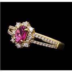 0.45 ctw Pink Topaz and Diamond Ring - 14KT Yellow Gold