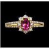 Image 2 : 0.45 ctw Pink Topaz and Diamond Ring - 14KT Yellow Gold