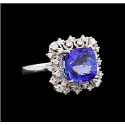 14KT White Gold 5.12 ctw Tanzanite and Diamond Ring