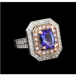 14KT Rose and White Gold 3.10 ctw Tanzanite and Diamond Ring