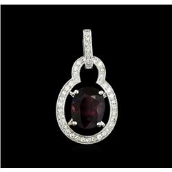 2.86 ctw Red Spinel and Diamond Pendant - 14KT White Gold