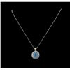 Image 1 : 14KT White Gold 6.42 ctw Chrysocolla and Diamond Pendant With Chain