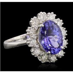 14KT White Gold 4.25 ctw Tanzanite and Diamond Ring