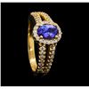 Image 4 : 0.75 ctw Tanzanite and Diamond Ring - 14KT Yellow Gold