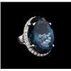 Image 1 : 14KT White Gold 32.12 ctw Topaz and Diamond Ring