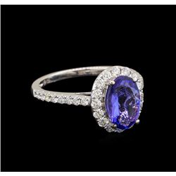 18KT White Gold 1.69 ctw Tanzanite and Diamond Ring