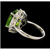 Image 3 : 5.89 ctw Peridot and Diamond Ring - Platinum