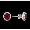 Image 2 : 2.20 ctw Ruby and Diamond Earrings - 18KT White Gold