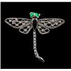 Image 1 : 14KT White Gold 0.27 ctw Diamond, Onyx and Emerald Butterfly Pin