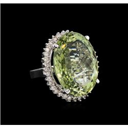 14KT White Gold 37.65 ctw Quartz and Diamond Ring