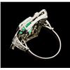 Image 3 : 3.50 ctw Emerald and Diamond Ring - Platinum