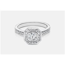 Cubic Zirconia and Diamond Ring - 14KT White Gold