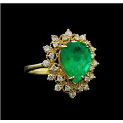 3.65 ctw Emerald and Diamond Ring - 14KT Yellow Gold