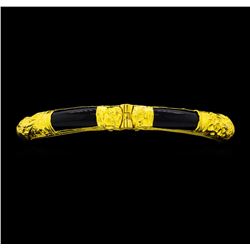 Onyx Bangle Bracelet with Safety Chain - 22KT Yellow Gold