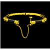 Image 4 : Onyx Bangle Bracelet with Safety Chain - 22KT Yellow Gold