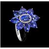 Image 4 : 4.75 ctw Sapphire and Diamond Ring - 14KT White Gold