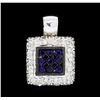 Image 1 : 0.25 ctw Sapphire and Diamond Pendant - 14KT White Gold