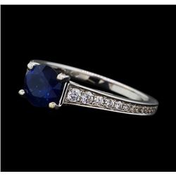 1.30 ctw Sapphire and Diamond Ring - 18KT White Gold