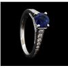 Image 4 : 1.30 ctw Sapphire and Diamond Ring - 18KT White Gold