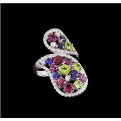 14KT White Gold 5.32 ctw Multi Gemstone Ring