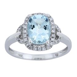 1.64 ctw Aquamarine and Diamond Ring - 10KT White Gold