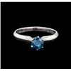 Image 2 : 14KT White Gold 0.68 ctw Round Cut Fancy Blue Diamond Solitaire Ring