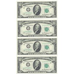 (4)Consecutive 1950-B $10 Federal Reserve Notes