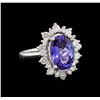 Image 1 : 14KT White Gold 3.44 ctw Tanzanite and Diamond Ring