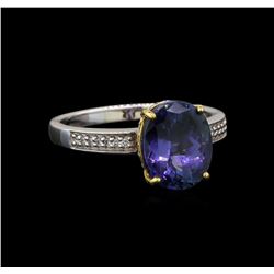 18KT Two-Tone Gold 3.07 ctw Tanzanite and Diamond Ring