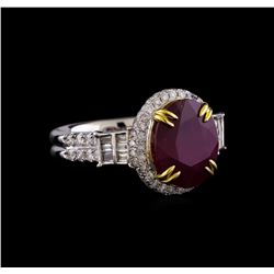 14KT Two-Tone Gold 5.44 ctw Ruby and Diamond Ring