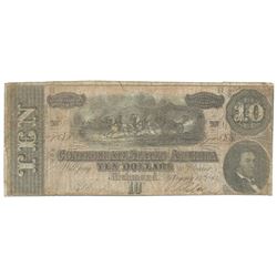 1864 $10 The Confederate States of America Note T-68 CC