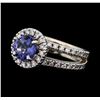 Image 1 : 1.48 ctw Blue Spinel and Diamond Ring - 14KT White Gold