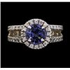 Image 2 : 1.48 ctw Blue Spinel and Diamond Ring - 14KT White Gold