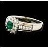 Image 1 : 0.38 ctw Emerald and Diamond Ring - Platinum