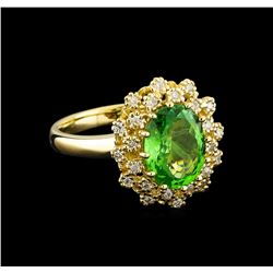 2.88 ctw Tsavorite and Diamond Ring - 14KT Yellow Gold