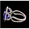 Image 3 : 10.85 ctw Tanzanite and Diamond Ring - 14KT White Gold