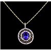 Image 2 : 14KT Two-Tone Gold 4.32 ctw Tanzanite and Diamond Pendant With Chain