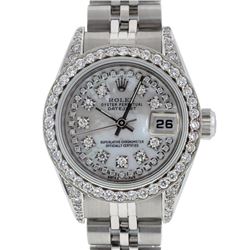 Rolex Stainless Steel Diamond DateJust Ladies Watch