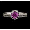 Image 2 : 0.90 ctw Pink Sapphire and Diamond Ring - 14KT White Gold