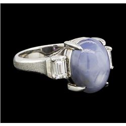 6.30 ctw Star Sapphire and Diamond Ring - Platinum