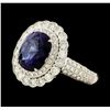 Image 1 : 4.33 ctw Sapphire and Diamond Ring - 18KT White Gold