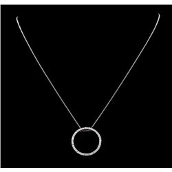 0.50 ctw Diamond Circle Pendant with Chain - 18KT White Gold