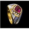 Image 4 : 2.25 ctw Pink Tourmaline, Diamond and Mother of Pearl Ring - 14KT Yellow Gold