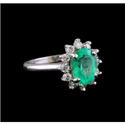 2.30 ctw Emerald and Diamond Ring - 14KT White Gold