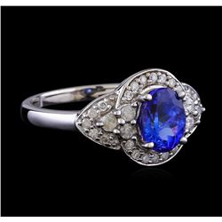 1.40 ctw Tanzanite and Diamond Ring - 14KT White Gold