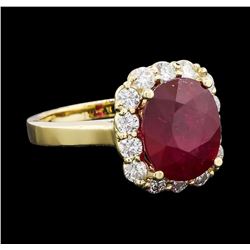 6.15 ctw Ruby and Diamond Ring - 14KT Yellow Gold