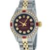 Image 2 : Ladies Rolex Two Tone Red Vignette Diamond and Ruby Datejust Wristwatch