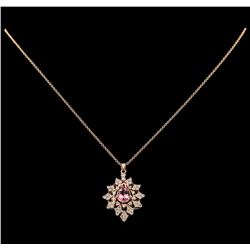 1.32 ctw Tourmaline and Diamond Pendant With Chain - 14KT Rose Gold